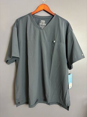 NEW Barco One Wellness Men's Scrub Top Size 2XL Steel Blue Grey Nurse Medical